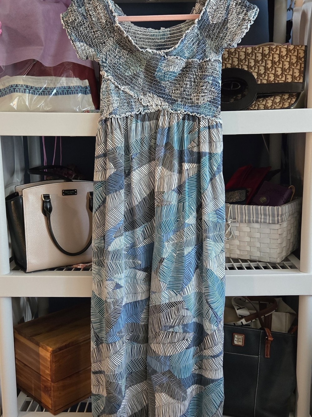 Patrons of Peace Blue and Teal Smocked Romper